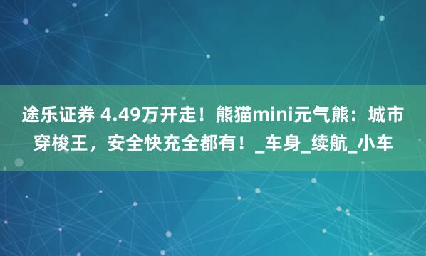 途乐证券 4.49万开走！熊猫mini元气熊：城市穿梭王，安全快充全都有！_车身_续航_小车